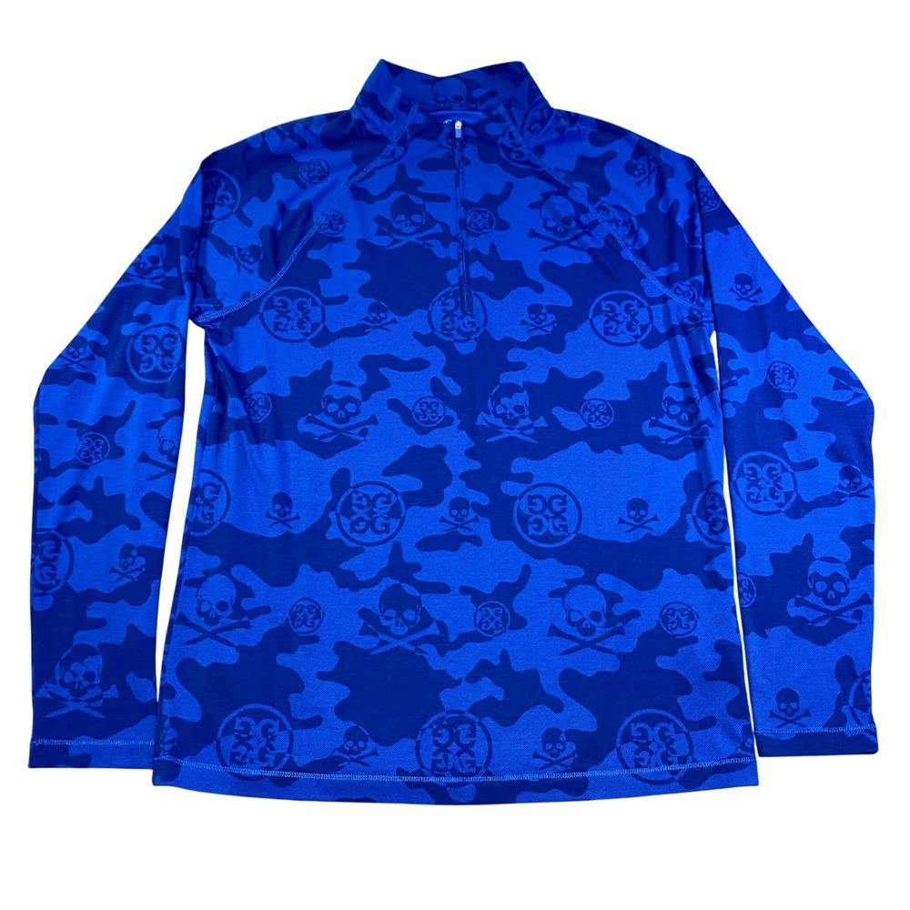G/FORE Mens M Quarter Zip Camo Pullover Golf Exploded Icon Luxe Skull
